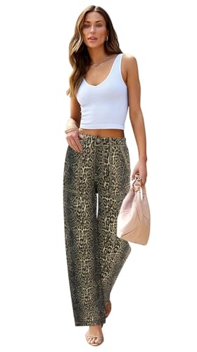 Image of Wide Leg Jeans for Women High Waist Stretch Cargo Denim Pants
