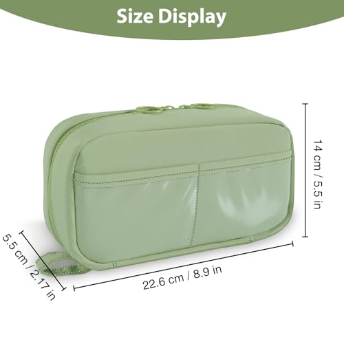 Image of FINPAC Pencil Case, Large Capacity Pen Case, Portable Durable Bag Pouch Holder Box Organize for Study, Office, or Travel, Only a bag (Green)