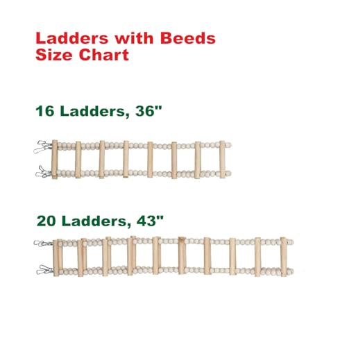 Image of SIMENA Wooden Climbing Ladder for Birds & Hamsters, Interactive Swing & Ladder Toys for Small Pets - Ideal for Hamsters, Birds, Parrots, Squirrels, and Sugar Gliders (16 ladders, 36 inch)
