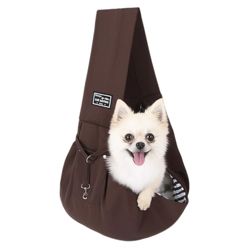Halinuia Piccola borsa per cani reversibile, fino a 7,5 kg, comoda borsa per il trasporto per cani, sicura con moschettone, tracolla per cani, borsa a tracolla per animali domestici, per passeggiate
