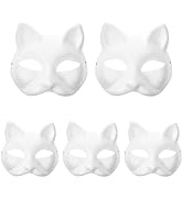 FOMIYES Cat Mask: Therian Masks - Blank DIY White Cat Masks Paintable Animal Masks Half for Masqu...