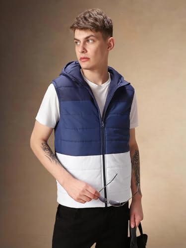 Image of Dennis Lingo Regular Fit Sleeveless Hooded Colorblock Men Jacket