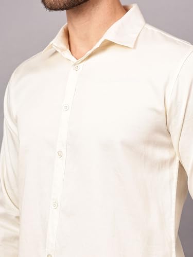 Image of FILO HEVIS Men's Solid Regular Fit Cotton Casual Shirt with Spread Collar & Full Sleeves.