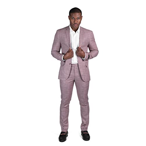 Slim Fit 2 Button Plaid Tweed Men's Suit Notch Lapel SD958183