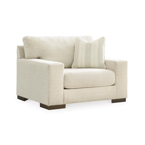 Image of Signature Design by Ashley Maggie Oversized Chair, Cozy Chair and a Half, Contemporary Chenille Fabric Accent Armchair for Living Room Reading, Birch Beige, 51 inch W