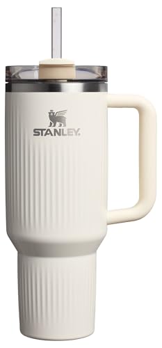 Image of STANLEY Quencher H2.0 Tumbler with Handle and Straw 40 oz | Flowstate 3-Position Lid | Cup Holder Compatible for Travel | Insulated Stainless Steel Cup | BPA-Free | Fluted Cream Gloss