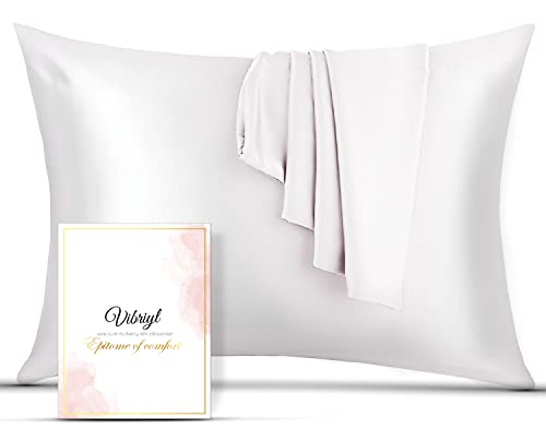 VIBRIYL 19 Momme Silk Pillowcase, Premium Quality 100% Mulberry Silk Pillowcase Hair and Skin with Hidden Zipper