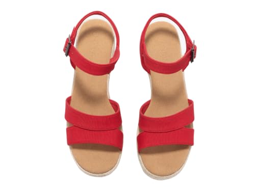 Image of Coutgo Womens Wedge Platform Sandals Espadrille Heels Open Toe Buckle Ankle Strap Summer Shoes
