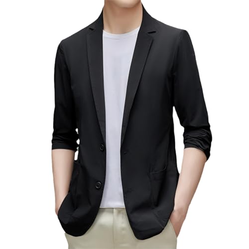 OFFSUM Men's Blazer Coat - Fashion Korean Style Men Suit Jackets Casual Thin Breathable 3/4 Sleeve Spring Top Busines