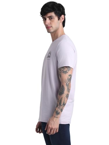 Image of Jack & Jones Men Pure Cotton Typography Printed Slim Fit T-Shirt