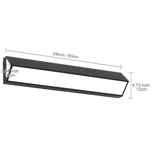 Image of 24-Inch LED Modern Bathroom Vanity Light Fixtures, Matte Black Modern Acrylic Bathroom Wall Lighting Fixtures Over Mirror (Cool White 6000K)