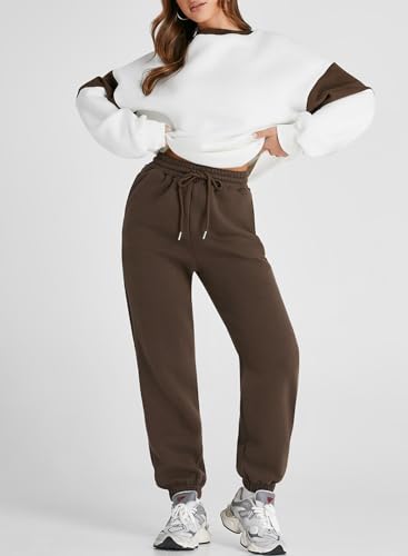 Herseas Womens Two Piece Outfits Long Sleeve Color Block Crewneck Tracksuit Fall Trendy Lounge Set4