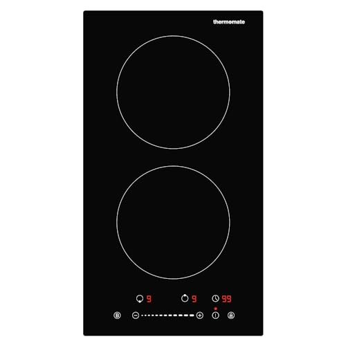ThermoMate IHTB302 Placa de inducción/Placa de inducción empotrada de 30 cm con 2 zonas de cocción/función de refuerzo/control táctil/protección infantil/temporizador