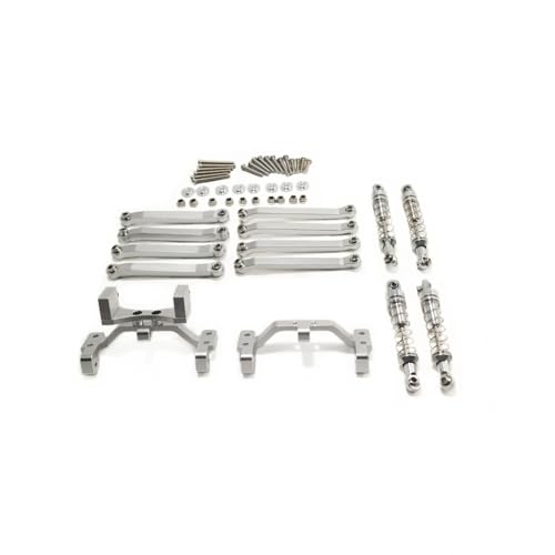 Rc Special Connecting Rod for Mn99s for Mn98 Mn99 for Mn D90 Metal Link Rod with Bracket Shock Absorber Set Rc Car Tracked Vehicles Parts and Accessories Replacement Use(Silver)