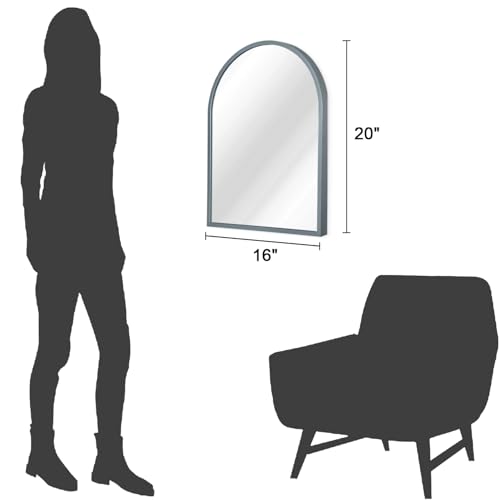 Image of Arched Wall-Mounted Mirror Aluminum Alloy Frame Bathroom Wall Mirror for Vanity Living Room, Bedroom Entryway Room Home Decor 20 inchx16 inch