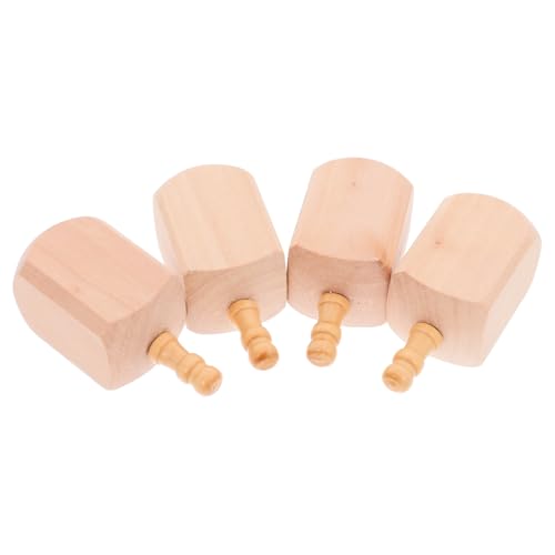 ULDIGI 4個 木製 回転 トップ 形状 デコレーション ペイント クラフト ドレ