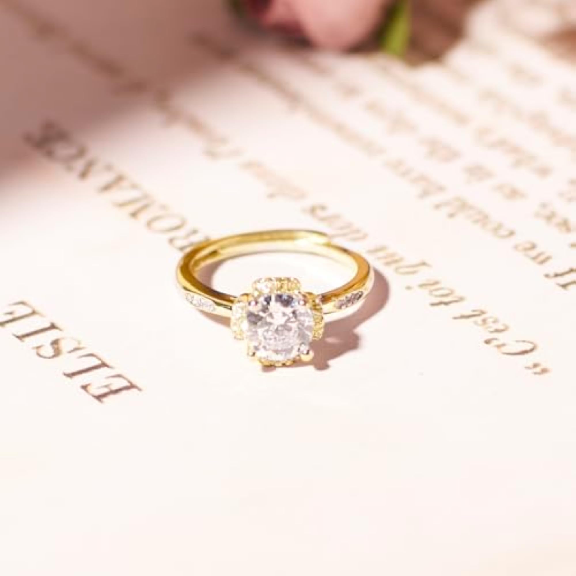 Women's Classic Golden Adjustable Promise Ring, Minimalist Design