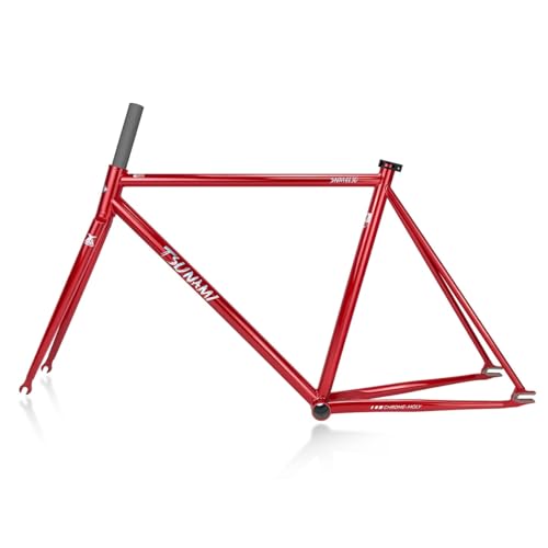 HWEVDHJ Fixed Gear Bike Frameset 700C Cr-Mo Steel Bike Frames 50/52/55cm Signle Speed Track Bike Frame QR...