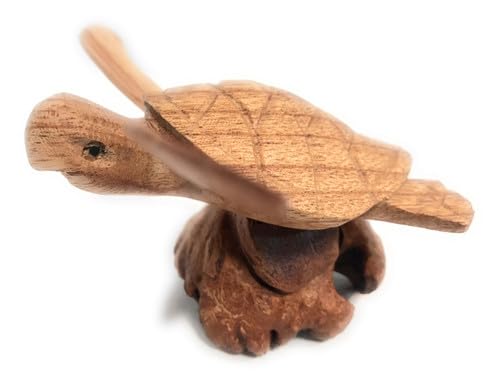 Tikimaster Swimming Sea Turtle w/Driftwood Base 5" H X 5" W - Carved | #non0410