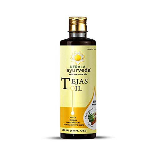 Kerala Ayurveda Tejas Oil - Pitta Balancing Body Massage Oil with Indian Sarsaparilla to Soothe, Cool & Hydrate Skin, 6.8 Fl Oz