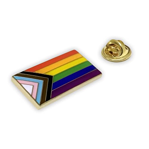 Progress Pride Flag LGBTQ Lapel Pin - LGBT Badge Equality Gay Lesbian Bisexual Transgender Supports Brooch