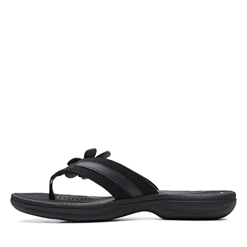 Clarks-Brinkley-Flora-Sandals-Womens,-Black Synthtic/black sole-9-M2