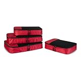 AmazonBasics 4-Piece Packing Cube Set - 2 Medium and 2 Large, Red
