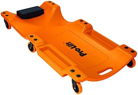 Pro-LifT Mechanic Plastic Creeper 40 Inch - Blow Molded Ergonomic HDPE Body with Padded Headrest & Dual Tool Trays - 350 Lbs Capacity Orange
