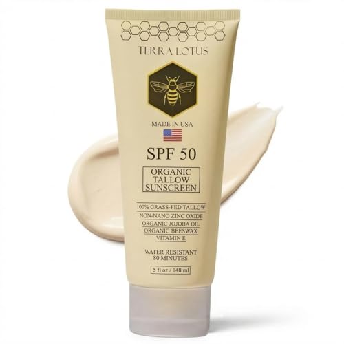 Organic Tallow Mineral Sunscreen - 50 SPF - For Face and Body - W...