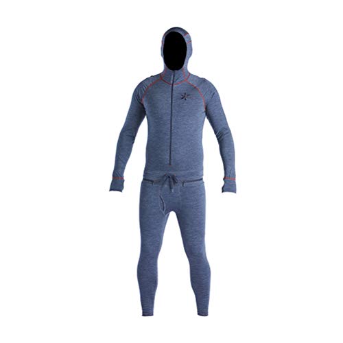 AIRBLASTER Men's Merino Ninja Suit Hooded Outdoor One Piece Base Layer, Navy, Large