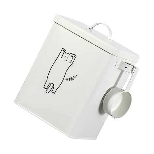 Mikikit 1 Set Pet Food Bucket Airtight Sealed Storage Container for Dog Cat Food Moisture Canister with Spoon Durable Design for Home Use Box for Pets