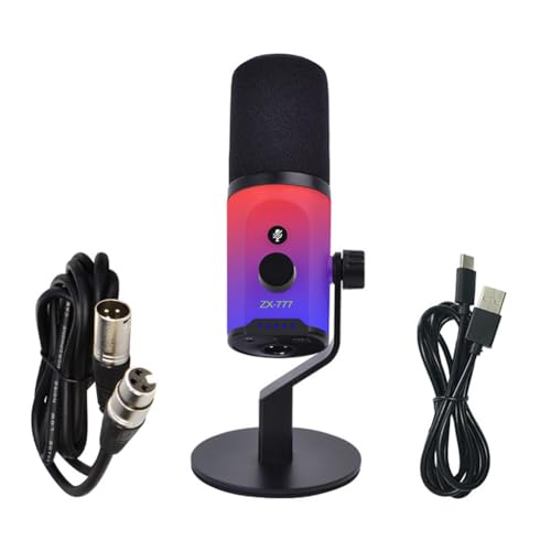Microphone dynamique USB/XLR RGB pour podcasting et streaming direct avec câble