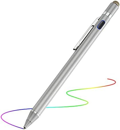 2-in-1 Stylus for Android, Active Stylus Digital Pen with 1.5mm Ultra Fine Tip for iPad iPhone Samsung Xiaomi, Work on Touch Screen Phones and Tablets,Good at Drawing and Writing, Grey