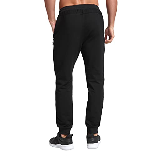 JustSun Tracksuit Bottoms Mens Joggers Slim Fit Jogging Bottoms Gym Running Trousers with Zip Pockets Black S - Image 3