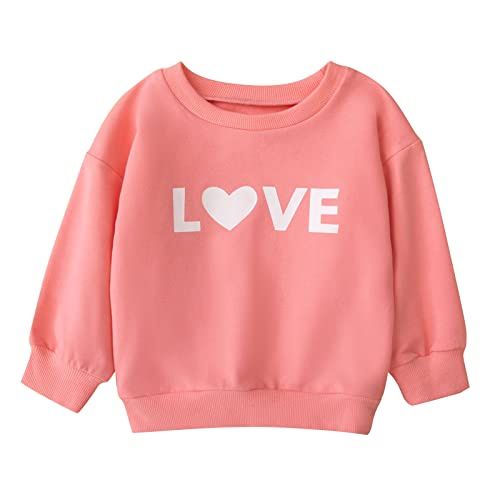 Cute Print Solid Pullovers for Girls Lightweight Long Sleeve Crewneck Tops Toddler Casual Ribbed Trim Sweatshirts