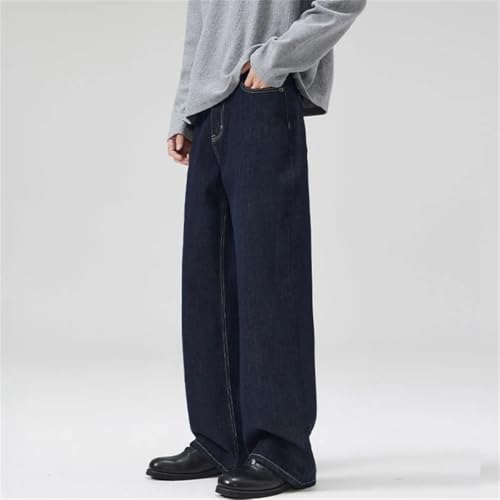 Men's Wide Leg Loose Fit Jeans Full Length Straight Cut Denim Pants Spring Casual Retro Trousers4