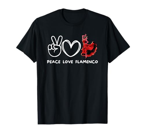 Peace, Love, amante del baile flamenco retro Camiseta