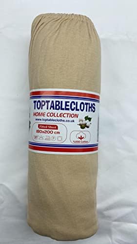 Jersey Fitted Sheets, 100% Finest Cotton, soft, Non-Iron, Wrinkle resistant  for Mattresses up to 30cm (Small Single 80x200 cm +20, Beige)