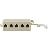Fasizi 5-Wege-Buchse 6P4C RJ11 Telefon Modular Jack Line Splitter Adapter Beige 1-in-5-out
