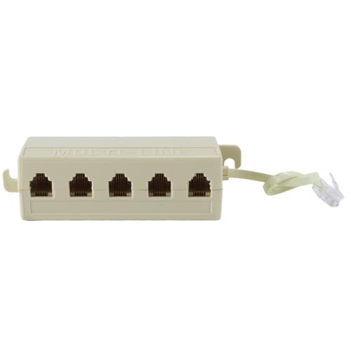 Fasizi 5-Wege-Buchse 6P4C RJ11 Telefon Modular Jack Line Splitter Adapter Beige 1-in-5-out