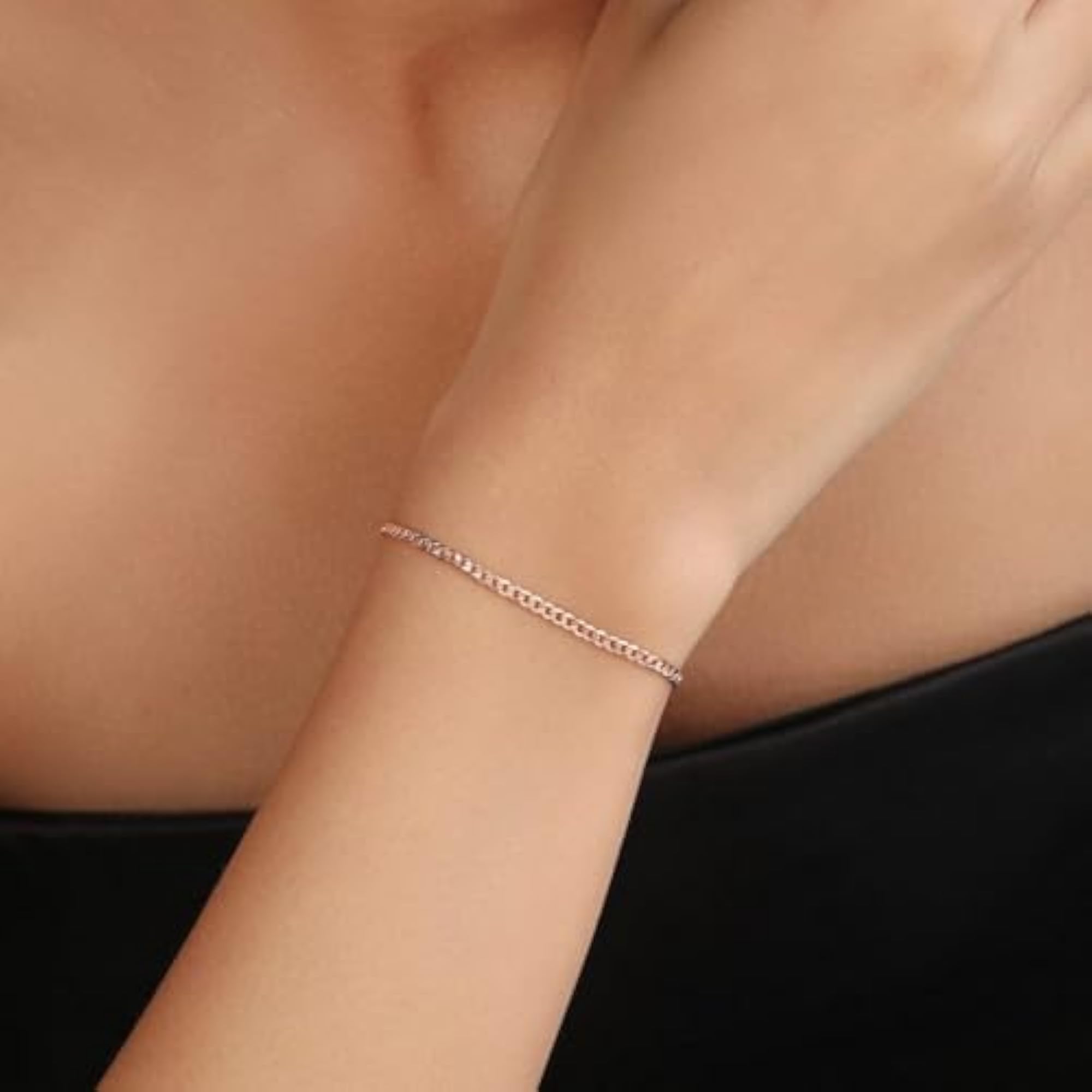 925 Sterling Silver Minimal Chain Look Rose Gold Plating Bracelet