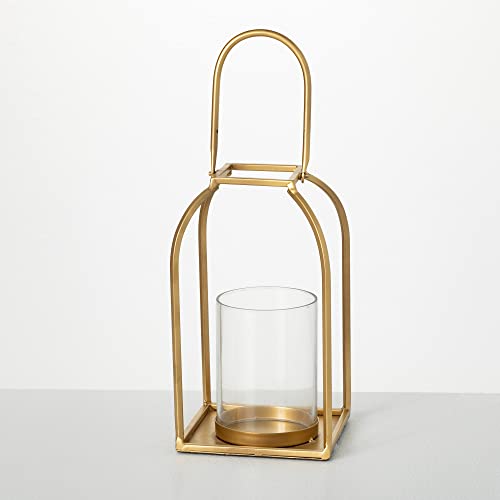 Gold Pillar Lantern Candle Holder
