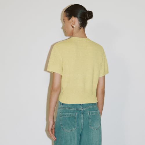 Image of URBAN REVIVO Women's Cardigan Sweaters Short Sleeve V Neck Gold Button Down Cropped Knit Casual Summer Tops