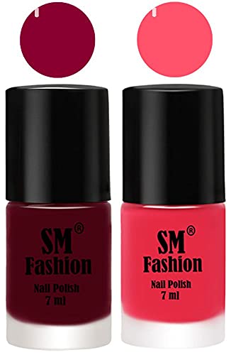 Image of Long Lasting Nail Polish | Nail Paint Combo 7 ml Each) - Set of 2 Boysenberry-Dark Pink