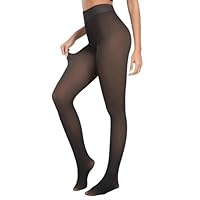 Thermo Strumpfhose Damen Winter Feinstrumpfhose Gefütterte Pantyhose Warme Bauchweg Leggings Plüschstrümpfe Gefälschte Durchscheinend Schwarz 80g, L-XL