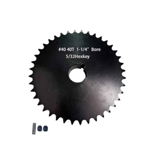 Image of #40 Sprocket 40T 1-1 /4 inch Bore Hardened Black Oxide | 1045 steel, high-frequency hardened teeth, black oxide finish, 2 set screws & key. For ANSI #40 roller chain