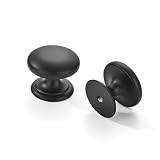 khtumeware 4 Pack 1-1/2 inch Bifold Closet Door Knobs Matte Black Cabinet Knobs Made of Zinc Alloy Suitable for Kitchen Cabinets/Bathroom Cabinets/Bedroom Furniture Includes Installation Screws