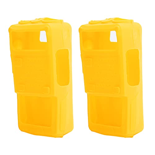 Tgoon Walky Talky Cover, Quality Silicone Walkie Talkie Protective Case Cover Security Offices Radios Long Range with Gel Soft Case for ? 5r, Easy to Use(Yellow)