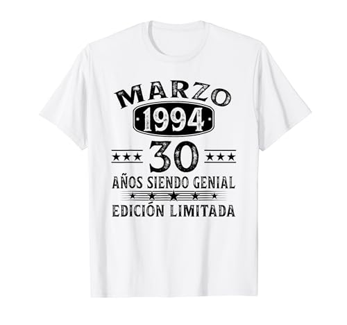 Marzo 1994 Regalos 30 Años Cumpleaños Hombre Vintage 1994 Camiseta
