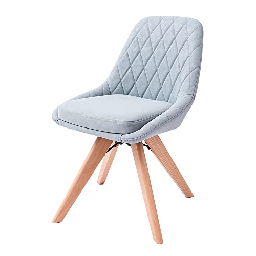 ヤマソロ ダイニングチェア デスクチェア オフィスチェア おしゃれ PUレザー テレワーク 木脚 回転 合成皮革 くすみカラー Leria misty レリア ミスティ 83-697 (ミスティブルー)